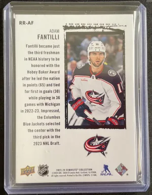 2023-24 Exquisite Adam Fantilli Gold Retro Rookie RC #01/25 back